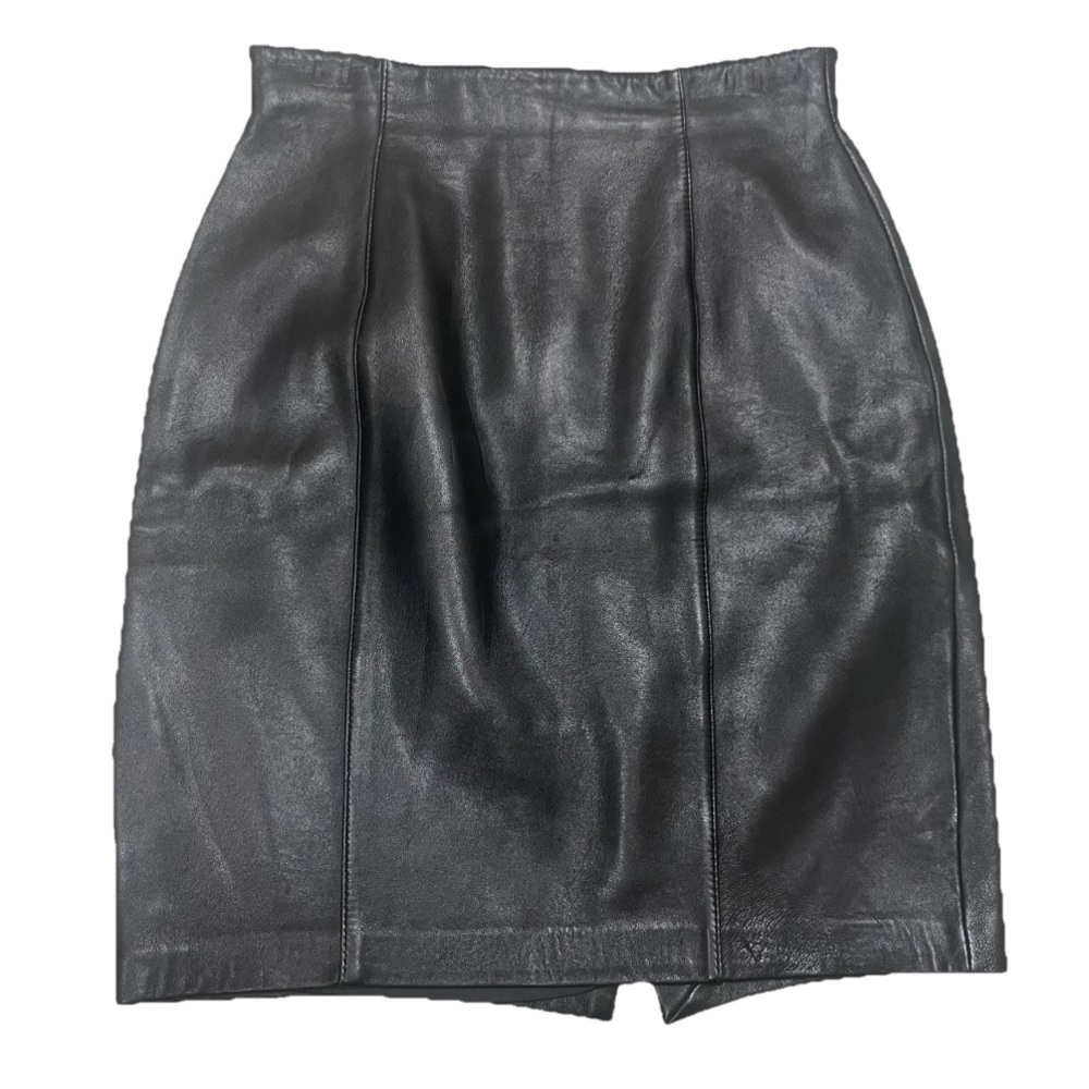 Vintage Lord & Taylor Black Buttery Leather Pencil Skirt Size 6 80’s Mob Wife